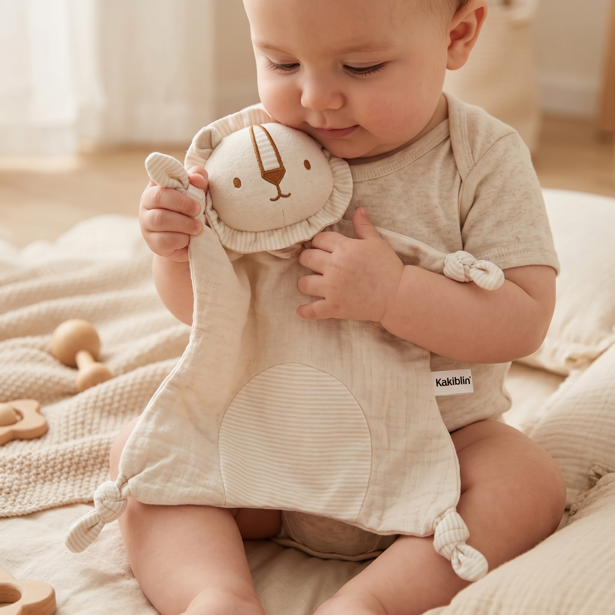 Doudou Bébé en Coton Bio — Souris, Lion, Ours ou Lapin